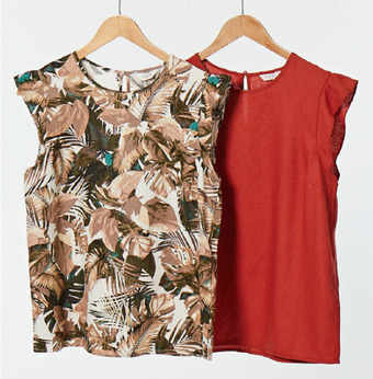 Harris Scarfe Khoko smart flutter sleeve linen top offer