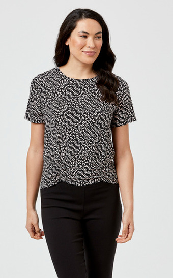Harris Scarfe Khoko smart short sleeve festoon top offer