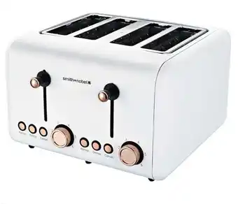 Harris Scarfe Smith + nobel 4 slice white & rose gold toaster offer