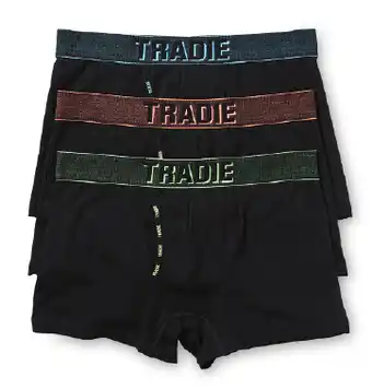 Harris Scarfe Tradie black 3pk fly front trunk offer