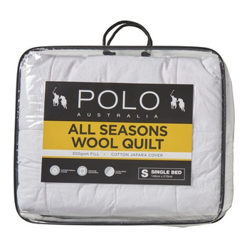 Harris Scarfe Polo 300gsm washable wool quilt qb offer