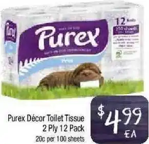 Foodworks Purex Décor Toilet Tissue 2 Ply 12 Pack offer
