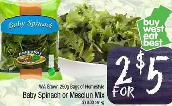 Baby Spinach Or Mesclun Mix