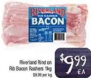 Foodworks Riveland Rind On Rib Bacon Rashers 1kg offer