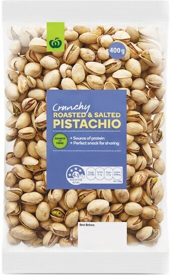Woolworths Roasted & Salted Pistachios 400g Pack