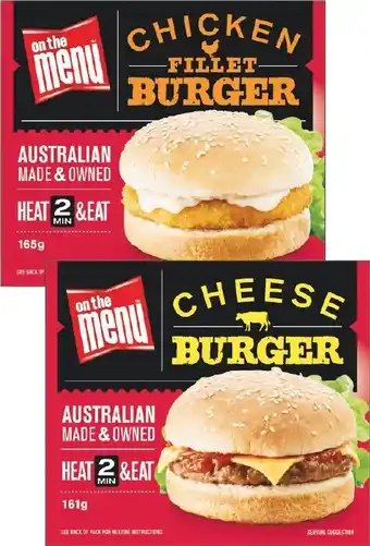 Woolworths On The Menu Microwave Burgers 161-165g u2013 From the Freezer offer