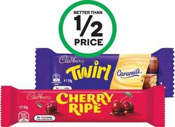 Woolworths Cadbury Medium Bars 30-60g offer
