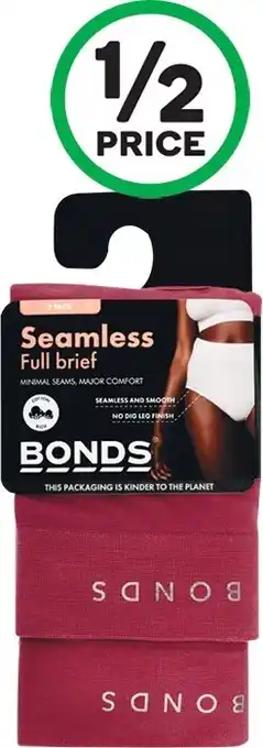 Woolworths Bonds Womenu2019s Seamfree Full Brief Comfytails Pk 2 offer