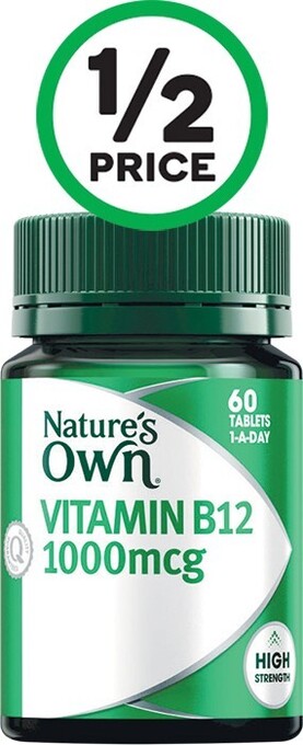 Woolworths Natureu2019s Own High Strength Vitamin B12 1000mcg Tablets Pk 60~ offer