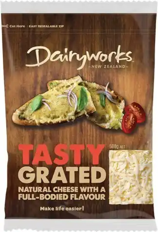 Woolworths Dairyworks Tasty Cheese Grated 500g offer