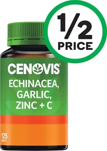 Woolworths Cenovis Echinacea, Garlic, Zinc Plus C Tablets Pk 125~ offer