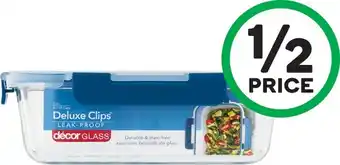 Woolworths Decor Deluxe Clips Glass Oblong 1.5 Litre offer