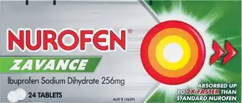 Woolworths Nurofen Zavance Fast Pain Relief Tablets or Caplets Pk 24 or Liquid Capsules 256mg Ibuprofen Pk 20u2020 offer