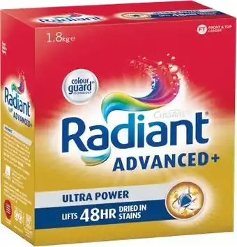 Woolworths NEW Radiant Advanced Laundry Liquid 1.8 Litre or Powder 1.8 kg offer