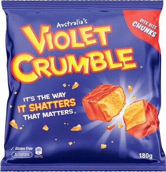 Coles Violet Crumble Choc Honeycomb Bag 180g offer