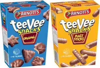 Coles Arnottu2019s Tee Vee Snacks Chocolate Biscuits 165g-175g offer