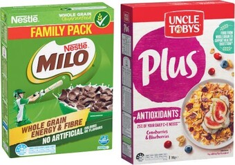 Coles Uncle Tobys Plus 705g-820g or Nestlé Milo Cereal 700g offer