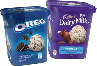IGA Cadbury or Oreo Tub 1.2 Litre Selected Varieties offer