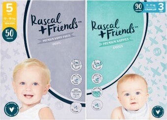Coles Rascal + Friends Jumbo Nappies 64 Pack-90 Pack or Nappy Pants 50 Pack-56 Pack offer