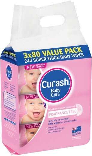 Curash Baby Wipes Fragrance Free 240 Pack
