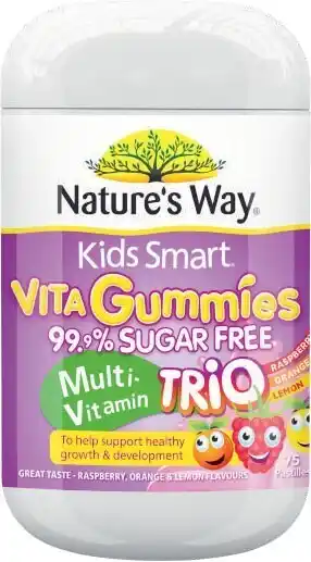 Coles Natureu2019s Way Kids Smart Vita Gummies Sugar Free Multi-Vitamin Trio 75 Pack offer