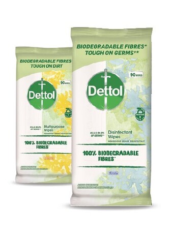 Coles Dettol Biodegradable Multipurpose Wipes 90 Pack offer