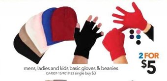 Cheap as Chips Mens, Ladies and Kids Basic Gloves & Beanies offer