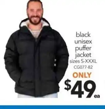 Cheap as Chips Black Unisex Puffer Sizes S-XXXL offer