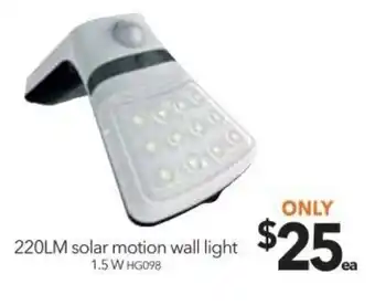 Cheap as Chips 220LM Solar Motion Wall Light 1.5W HG098 offer