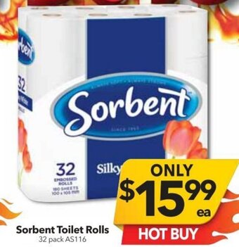 Cheap as Chips Sorbent Toilet Rolls 32 pack AS116 offer