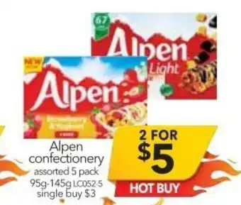 Cheap as Chips Alpen Confectionery 95g-145g offer