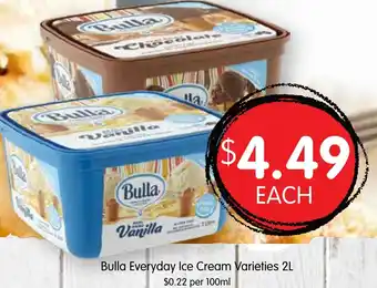 Spudshed Bulla everyday ice cream varieties offer