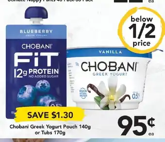 Drakes Chobani Greek Yogurt Pouch 140g or Tubs 170g offer