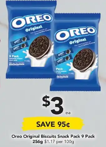Drakes Oreo Original Biscuits Snacks Pack 9 Pack 256g offer
