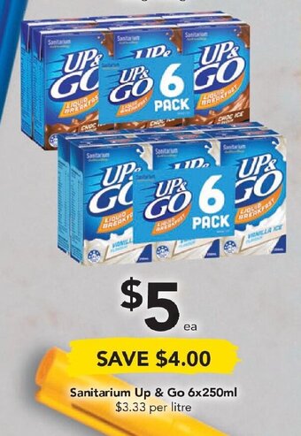 Drakes Sanitarium Up & Go 6x250ml offer