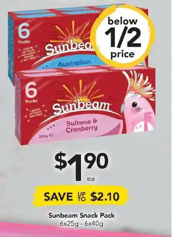 Drakes Sunbeam Snack Pack 6x25g-6x40g offer