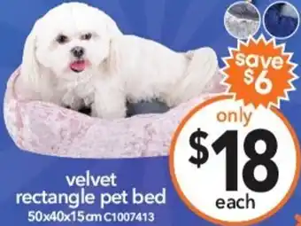 Cheap as Chips Velvet Rectangle Pet Bed offer