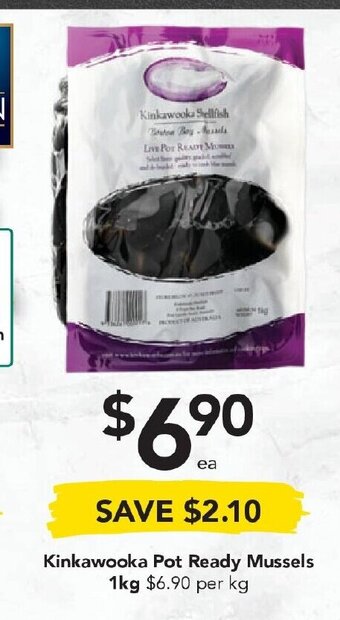 Drakes Kinkawooka Pot Ready Mussels 1kg offer