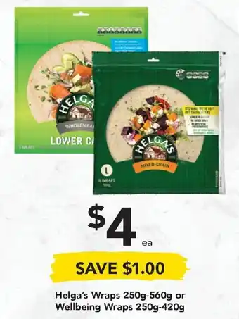 Drakes Helga's Wraps 250g-560g or Wellbeing Wraps 250g-420g offer