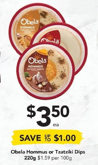 Drakes Obela Hommus or Tzatziki Dips 220g offer