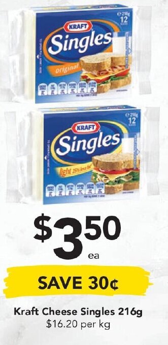 Drakes Kraft Cheese Singles 216g offer