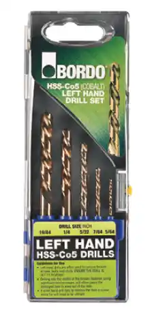 Toolmart Bordo 5 pce cobalt left hand jobber drill set offer