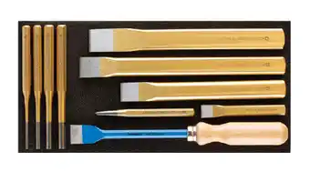 Rennsteig 10 pce chisel & punch foam tray set