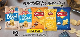 Drakes Smith's Crinkle Cut Chips 150-170g or Poppables 90g offer
