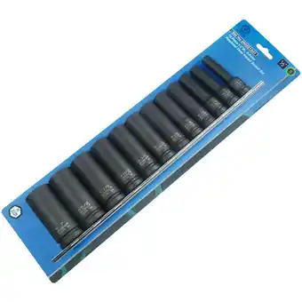 Action 12 pce 1/2in dr 6pt deep impact socket sets with rail - imperial
