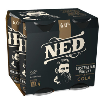 The Bottle O Ned whisky & cola 6% premix cans 375ml 4 pack offer
