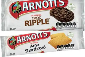 IGA Arnott's Choc Ripple, Arno Shortbread, Granita or Teddy Bear Biscuits 250g offer