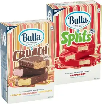 IGA Bulla Choc Bars, Crunch, Splits, Nourish or Frozen Yoghurt 6-14 Pack Selected Varieties offer