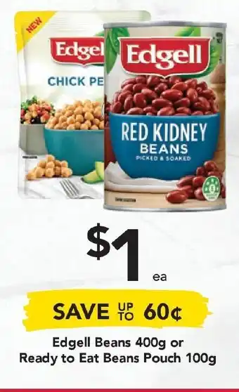 Drakes Edgell Beans 400g or Ready to Eat Beans Pouch 100g offer