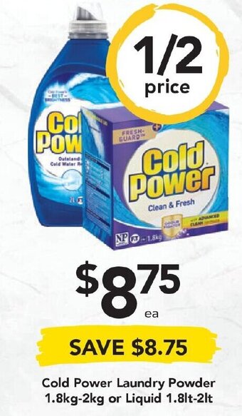 Drakes Cold Power Laundry Powder 1.8kg-2kg or Liquid 1.8lt-2lt offer